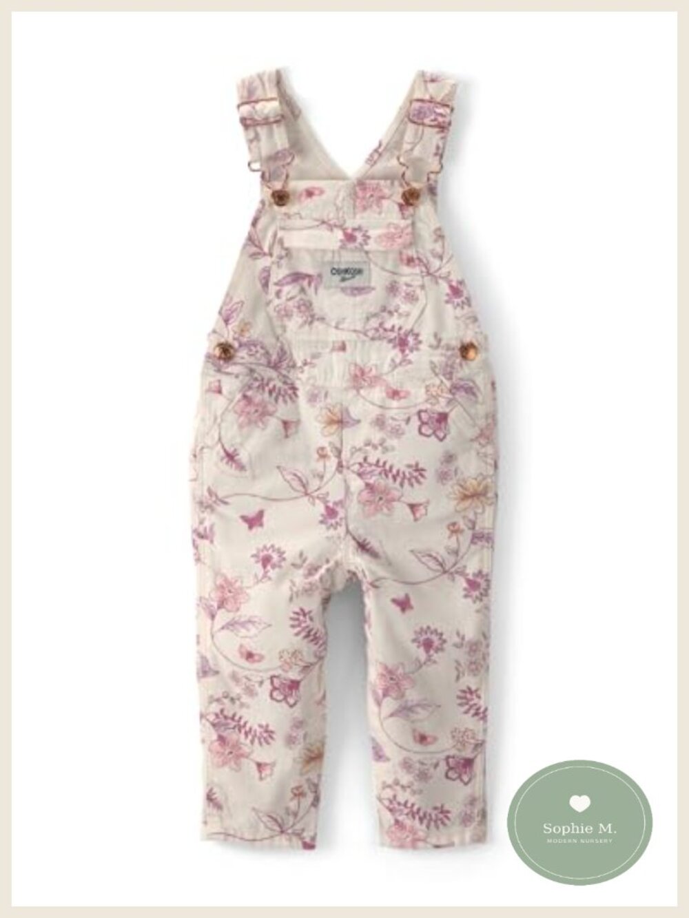 Baby Girls Cotton Overalls Adjustable Straps Floral